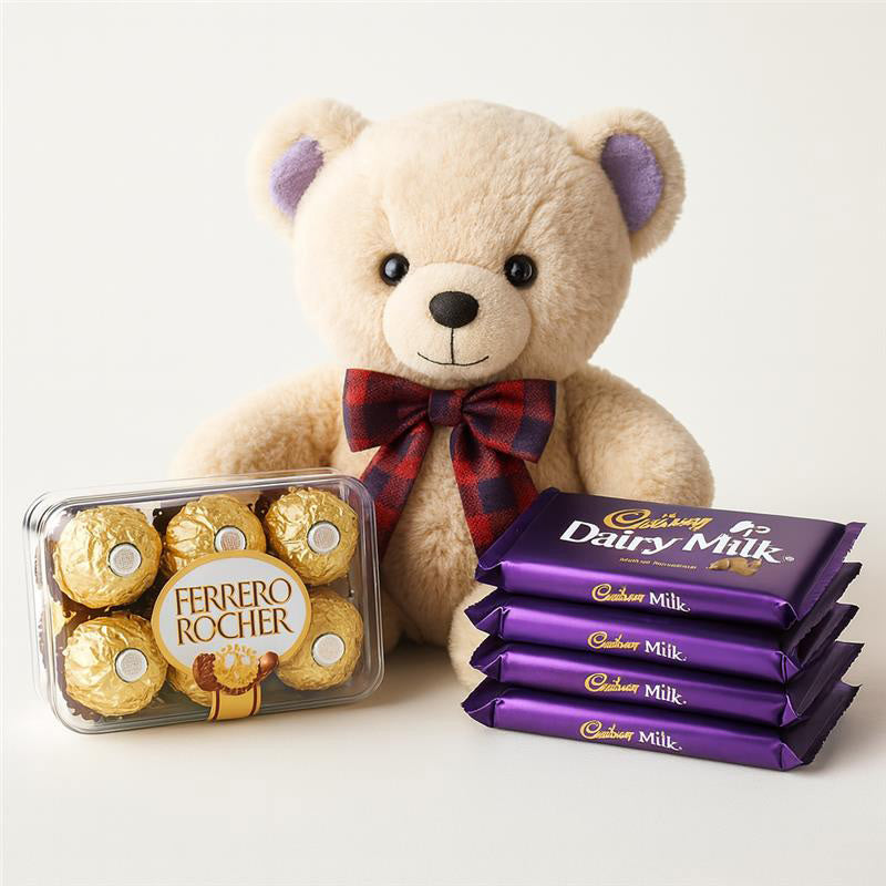Cuddly Teddy N Chocolates Combo
