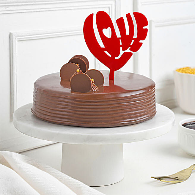Chocolate Truffle Cake With Love Heart Topper 500g