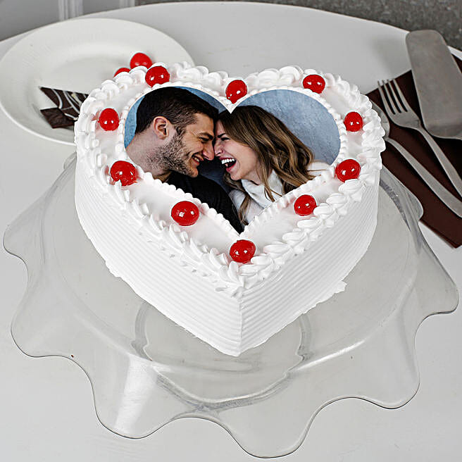 Heart Shaped Truffle Photo Cake